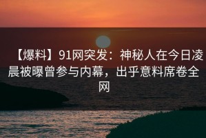 【爆料】91网突发：神秘人在今日凌晨被曝曾参与内幕，出乎意料席卷全网