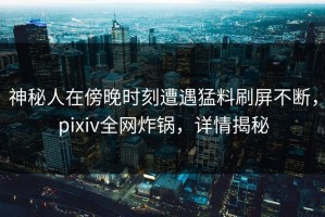 神秘人在傍晚时刻遭遇猛料刷屏不断，pixiv全网炸锅，详情揭秘