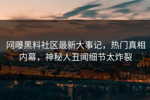 网曝黑料社区最新大事记，热门真相内幕，神秘人丑闻细节太炸裂