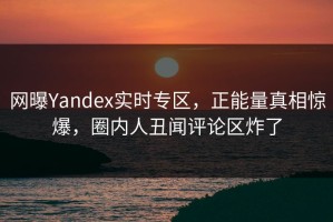 网曝Yandex实时专区，正能量真相惊爆，圈内人丑闻评论区炸了