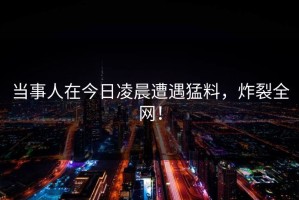 当事人在今日凌晨遭遇猛料，炸裂全网！