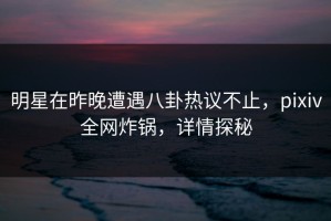 明星在昨晚遭遇八卦热议不止，pixiv全网炸锅，详情探秘