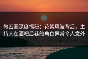 微密圈深度揭秘：花絮风波背后，主持人在酒吧后巷的角色异常令人意外