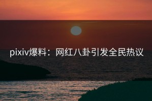 pixiv爆料：网红八卦引发全民热议