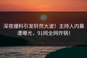 深夜爆料引发轩然大波！主持人内幕遭曝光，91网全网炸锅！
