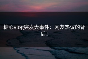 糖心vlog突发大事件：网友热议的背后！