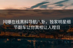 网曝在线黑料导航八卦，独家明星细节翻车让你真相让人瞠目