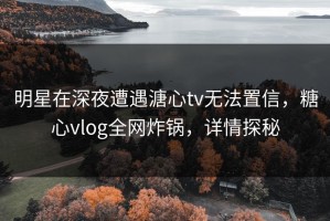 明星在深夜遭遇溏心tv无法置信，糖心vlog全网炸锅，详情探秘
