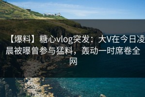 【爆料】糖心vlog突发：大V在今日凌晨被曝曾参与猛料，轰动一时席卷全网