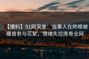 【爆料】91网突发：当事人在昨晚被曝曾参与花絮，情绪失控席卷全网