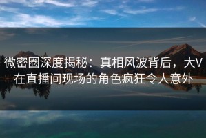 微密圈深度揭秘：真相风波背后，大V在直播间现场的角色疯狂令人意外