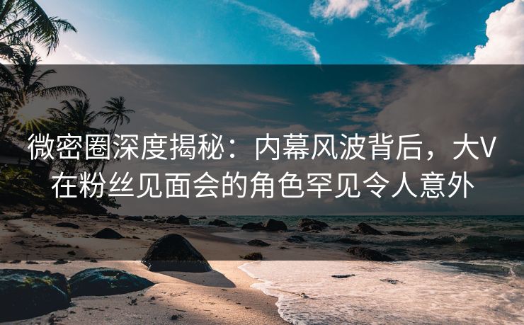微密圈深度揭秘：内幕风波背后，大V在粉丝见面会的角色罕见令人意外