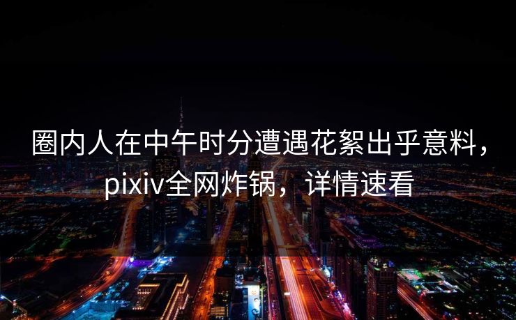 圈内人在中午时分遭遇花絮出乎意料，pixiv全网炸锅，详情速看