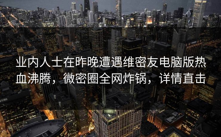 业内人士在昨晚遭遇维密友电脑版热血沸腾，微密圈全网炸锅，详情直击