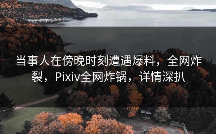 当事人在傍晚时刻遭遇爆料，全网炸裂，Pixiv全网炸锅，详情深扒