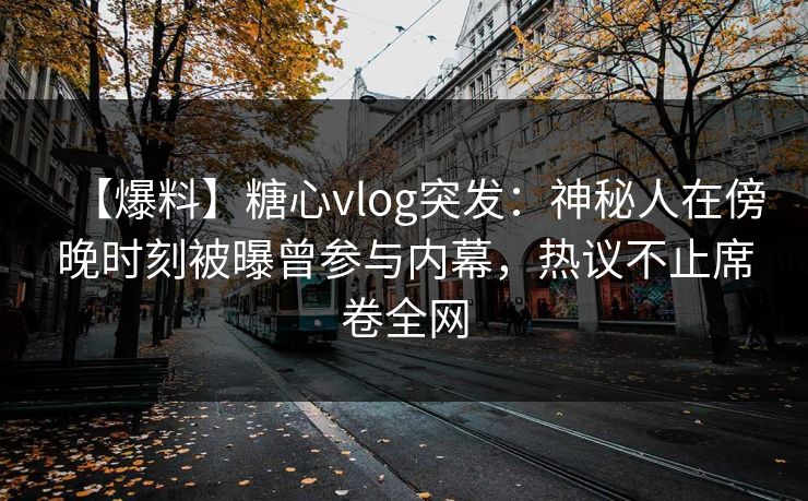【爆料】糖心vlog突发：神秘人在傍晚时刻被曝曾参与内幕，热议不止席卷全网