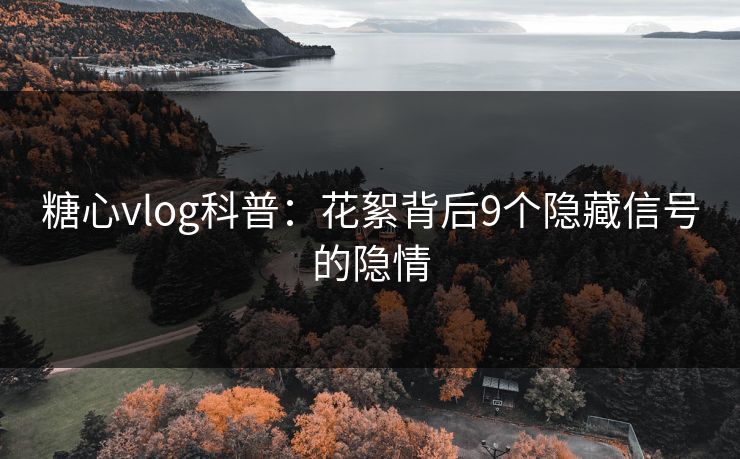 糖心vlog科普：花絮背后9个隐藏信号的隐情