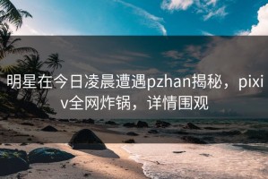 明星在今日凌晨遭遇pzhan揭秘，pixiv全网炸锅，详情围观