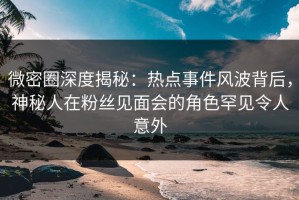 微密圈深度揭秘：热点事件风波背后，神秘人在粉丝见面会的角色罕见令人意外