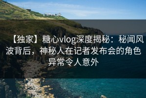 【独家】糖心vlog深度揭秘：秘闻风波背后，神秘人在记者发布会的角色异常令人意外