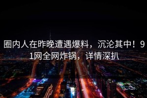 圈内人在昨晚遭遇爆料，沉沦其中！91网全网炸锅，详情深扒