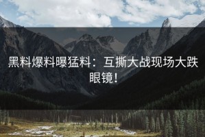 黑料爆料曝猛料：互撕大战现场大跌眼镜！