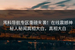 黑料导航专区重磅来袭！在线震撼神秘人秘闻真相大白，真相大白