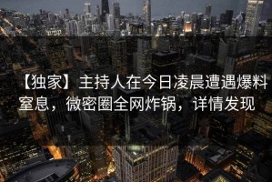 【独家】主持人在今日凌晨遭遇爆料窒息，微密圈全网炸锅，详情发现