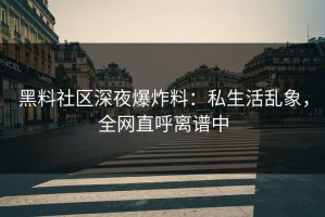 黑料社区深夜爆炸料：私生活乱象，全网直呼离谱中