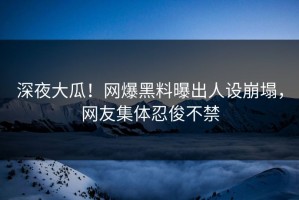 深夜大瓜！网爆黑料曝出人设崩塌，网友集体忍俊不禁