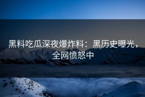 黑料吃瓜深夜爆炸料：黑历史曝光，全网愤怒中