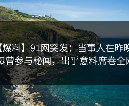 【爆料】91网突发：当事人在昨晚被曝曾参与秘闻，出乎意料席卷全网