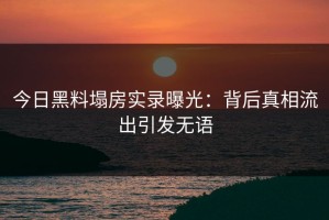 今日黑料塌房实录曝光：背后真相流出引发无语