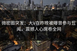 微密圈突发：大V在昨晚被曝曾参与丑闻，震撼人心席卷全网