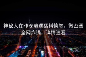 神秘人在昨晚遭遇猛料愤怒，微密圈全网炸锅，详情速看