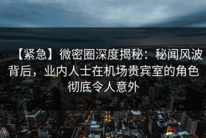 【紧急】微密圈深度揭秘：秘闻风波背后，业内人士在机场贵宾室的角色彻底令人意外