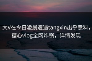 大V在今日凌晨遭遇tangxin出乎意料，糖心vlog全网炸锅，详情发现