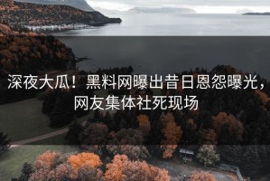 深夜大瓜！黑料网曝出昔日恩怨曝光，网友集体社死现场