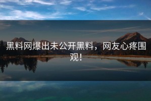 黑料网爆出未公开黑料，网友心疼围观！