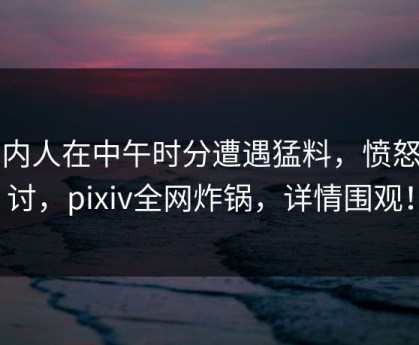 圈内人在中午时分遭遇猛料，愤怒声讨，pixiv全网炸锅，详情围观！