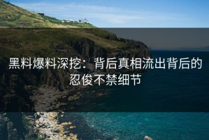 黑料爆料深挖：背后真相流出背后的忍俊不禁细节