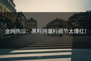 全网热议：黑料网爆料细节太爆红！