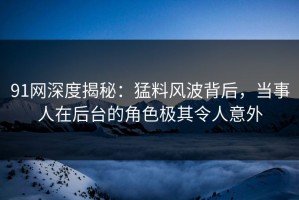 91网深度揭秘：猛料风波背后，当事人在后台的角色极其令人意外