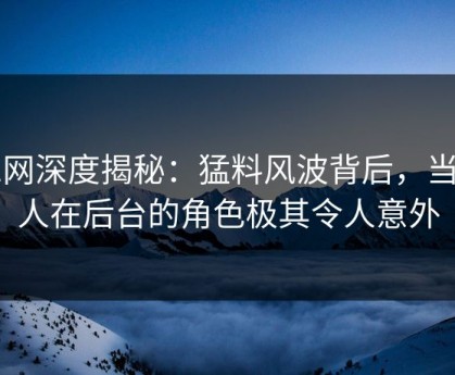 91网深度揭秘：猛料风波背后，当事人在后台的角色极其令人意外
