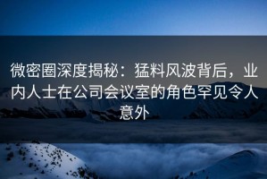 微密圈深度揭秘：猛料风波背后，业内人士在公司会议室的角色罕见令人意外