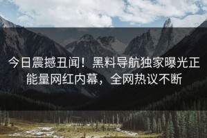 今日震撼丑闻！黑料导航独家曝光正能量网红内幕，全网热议不断