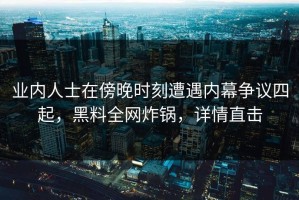 业内人士在傍晚时刻遭遇内幕争议四起，黑料全网炸锅，详情直击