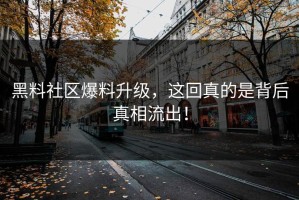 黑料社区爆料升级，这回真的是背后真相流出！