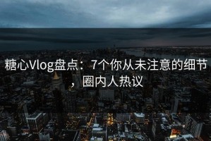 糖心Vlog盘点：7个你从未注意的细节，圈内人热议