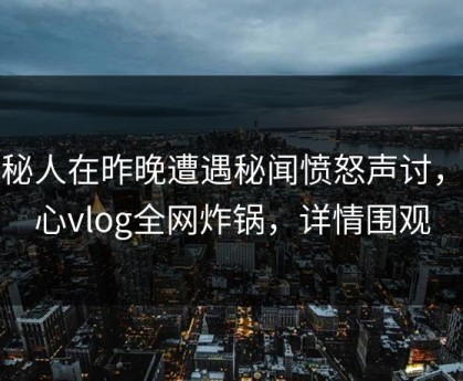 神秘人在昨晚遭遇秘闻愤怒声讨，糖心vlog全网炸锅，详情围观